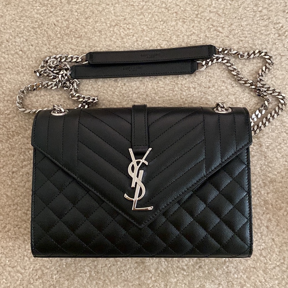 Ysl Medium Envelope Bag Black/Silver - image 1